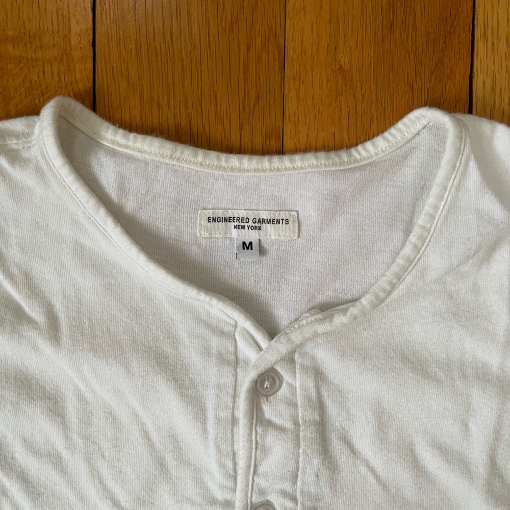 Engineered Garments White Henley T-Shirt
